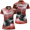 Custom Funny 8 Ball Pool Rush Out Custom Thunder Lightning Red Women Polo Shirts, Best Billiard Team Shirts