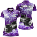 Custom Funny 8 Ball Pool Rush Out Custom Thunder Lightning Purple Women Polo Shirt Best Billiard Team Shirts
