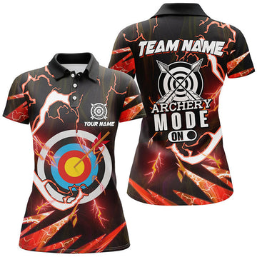Custom Personalized Red Thunder Archery Mode On Women Polo Shirts, Custom Archery Jerseys Team Shirts