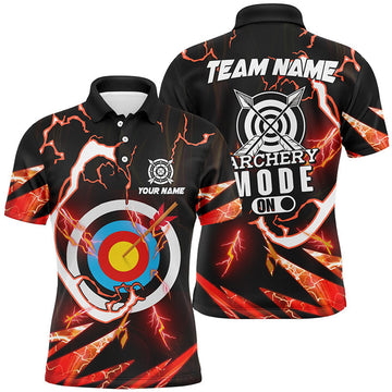 FUNSTUFFPRINT Personalized Red Thunder Archery Mode On Men Polo Shirt Size S-5XL