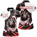 Custom Personalized 8 Ball Pool Women Billiard Polo Shirts Custom Lightning Thunder Red Billiard Team Jersey