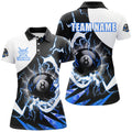 Custom Personalized 8 Ball Pool Women Billiard Polo Shirt Custom Lightning Thunder Blue Billiard Team Women Jersey
