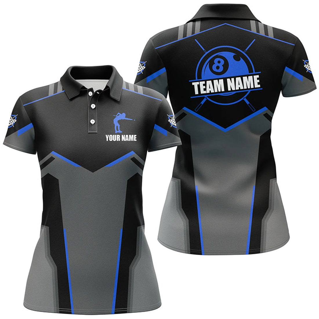 Custom Billiard Jerseys For Women Custom Polo Billiard Shirts, Team Pooler Short Sleeve