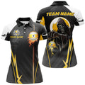 Custom Funny Death Skeleton Billiard Ball 9 Fire And Cue Custom Women Polo Shirts, Best 9 Ball Pool Jerseys