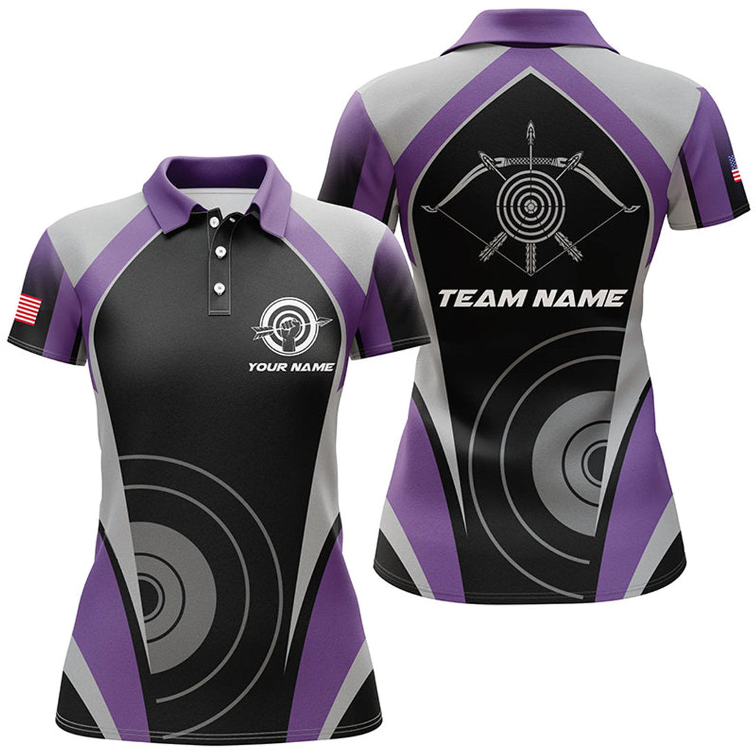 Custom Personalized Purple Archery Jerseys Polo Shirts For Women Best Custom Archery Uniform For Team