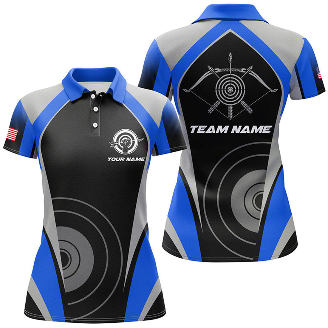 Custom Personalized Blue Archery Jerseys Polo Shirts For Women Best Custom Archery Uniform For Team