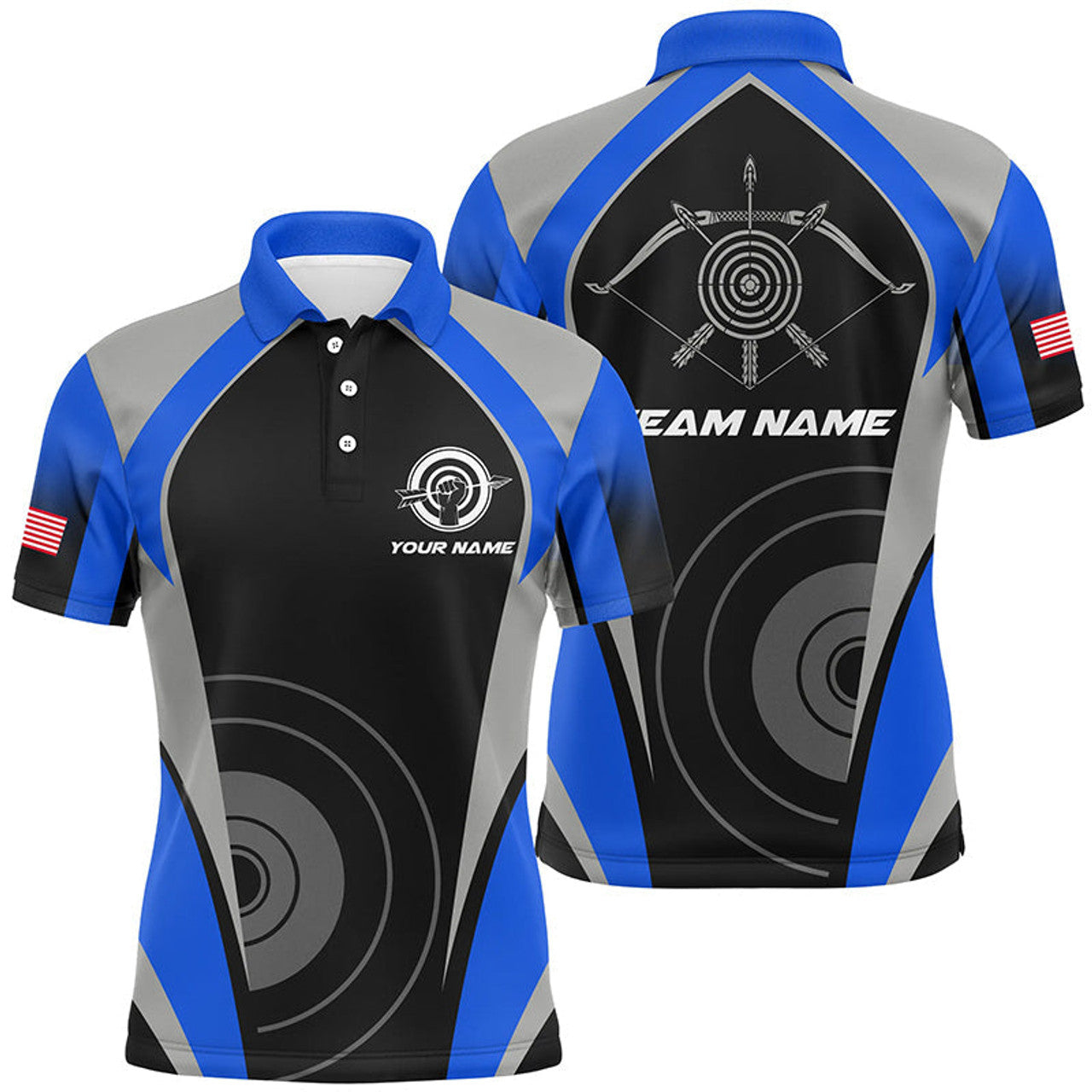 Personalized Blue Archery Jerseys Polo Shirts For Men Best Custom Archery Uniform For Team
