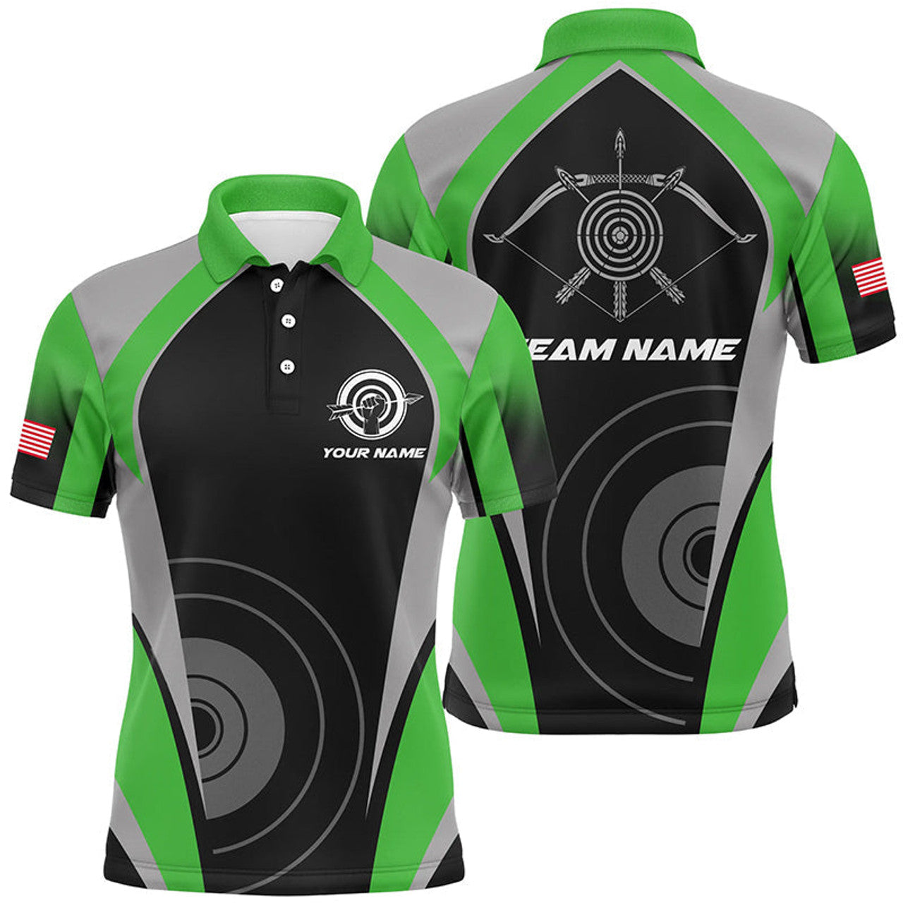 Personalized Green Archery Jerseys Polo Shirts For Men Best Custom Archery Uniform For Team