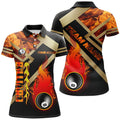 Custom Personalized 8 Ball Pool Fire Flame 3D Printed Women Polo Shirts Custom Billiard Jersey Uniform