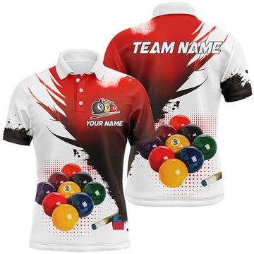 FUNSTUFFPRINT Personalized 3D 9 Ball Pool Billiard Jerseys Men Polo Shirts, Custom Billiard Team Shirts Polo Shirt Size S-5XL