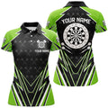 Custom Black And Green Dartboard Women Darts Polo Shirts Customized Name Darts Team Jersey Uniform
