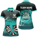 Custom Funny Turquoise Crack Dartboard Thunder Lightning 3D Printed Custom Women Darts Shirts Darts Jerseys