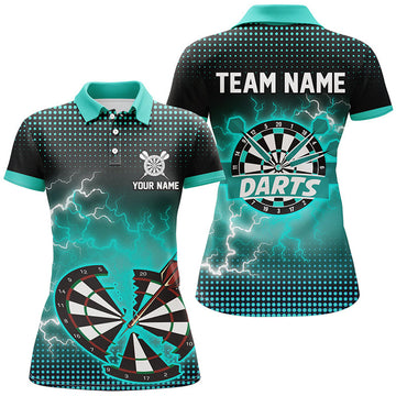Custom Funny Turquoise Crack Dartboard Thunder Lightning 3D Printed Custom Women Darts Shirts Darts Jerseys