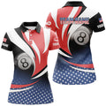 Custom Personalized 8 Ball Pool American Flag Version Billiard Shirts For Women, Patriotic Billiard Jerseys