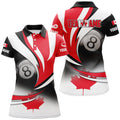 Custom Personalized 8 Ball Pool Canada Flag Version Billiard Shirts For Women, Patriotic Billiard Jerseys