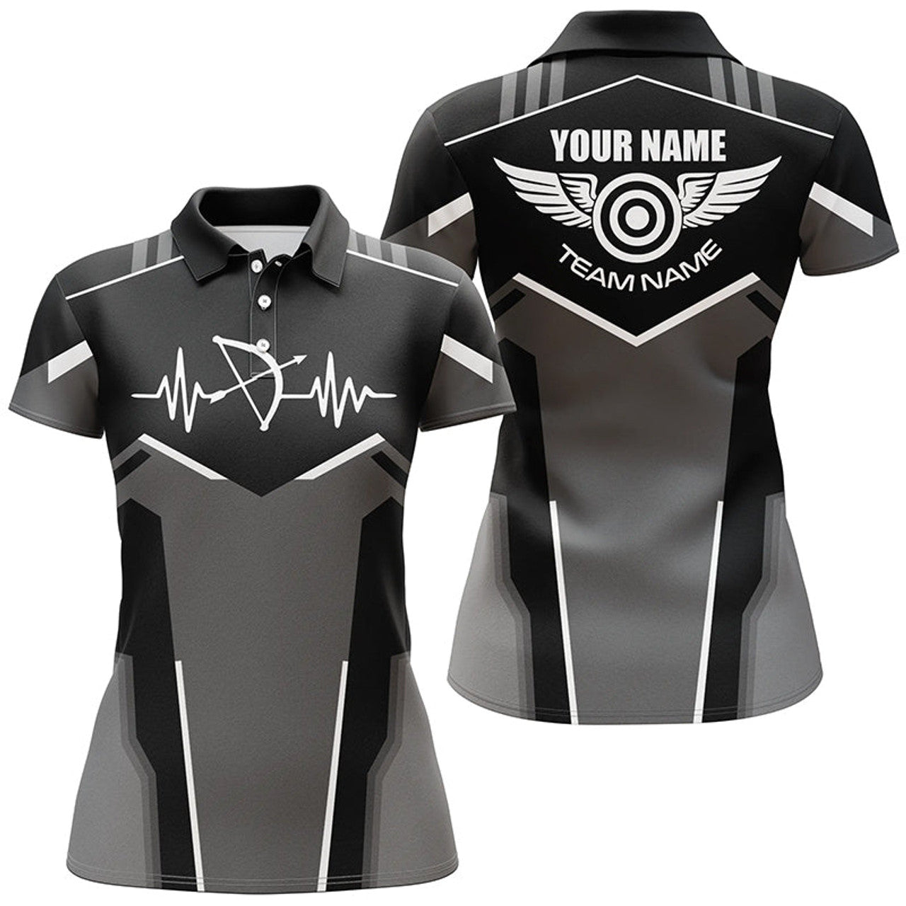 Custom Personalized Funny Archery Heartbeat Polo Shirts For Women Custom Name Archery Jersey | White