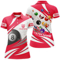 Custom 3D 8 Ball Pool Billiard Balls Personalized Women Billiard Polo Shirts Custom Red Billiard Jerseys