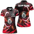 Custom Personalized Red 8 Ball Pool Thunder Lighting Polo Shirts For Women Custom Billiard Team Shirts