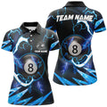 Custom Personalized Blue 8 Ball Pool Thunder Lighting Polo Shirts For Women Custom Billiard Team Shirts