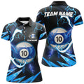 Custom Personalized Blue 10 Ball Pool Thunder Lighting Polo Shirts For Women Custom Billiard Team Shirts