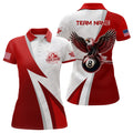 Custom Personalized Red Billiards Pool Women Polo Shirts, 8 Ball Pool Eagle Billiard Jerseys For Team