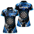 Custom Personalized Thunder Lightning Blue Dart Jerseys Polo Shirts For Women Custom Team League Dart Shirts