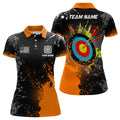 Custom Personalized Paint Orange 3D Target Archery Women Polo Shirts, Archery Jerseys Attires
