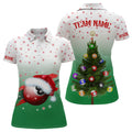 Custom Personalized Funny Christmas Tree Billiard Balls Green 3D Women Polo Shirts, Christmas Shirt Ideas