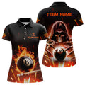 Custom Billiard Skeleton Flaming 8 Ball Pool Personalized Women Polo Shirts Custom Pool League Team Shirts