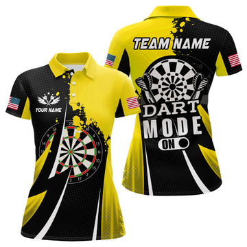 Custom Personalized Yellow Dart Mode On Women Darts Polo Shirt Custom Darts Jersey Team Shirts