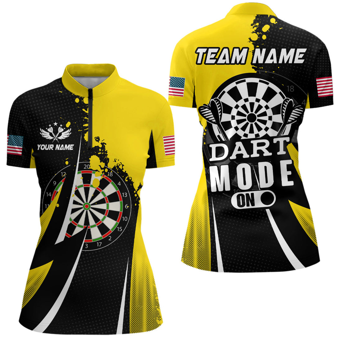 Custom Personalized Yellow Dart Mode On Women Darts Polo Shirt Custom Darts Jersey Team Shirts
