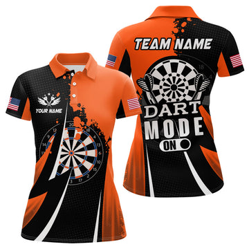 Custom Personalized Orange Dart Mode On Women Darts Polo Shirt Custom Darts Jersey Team Shirts