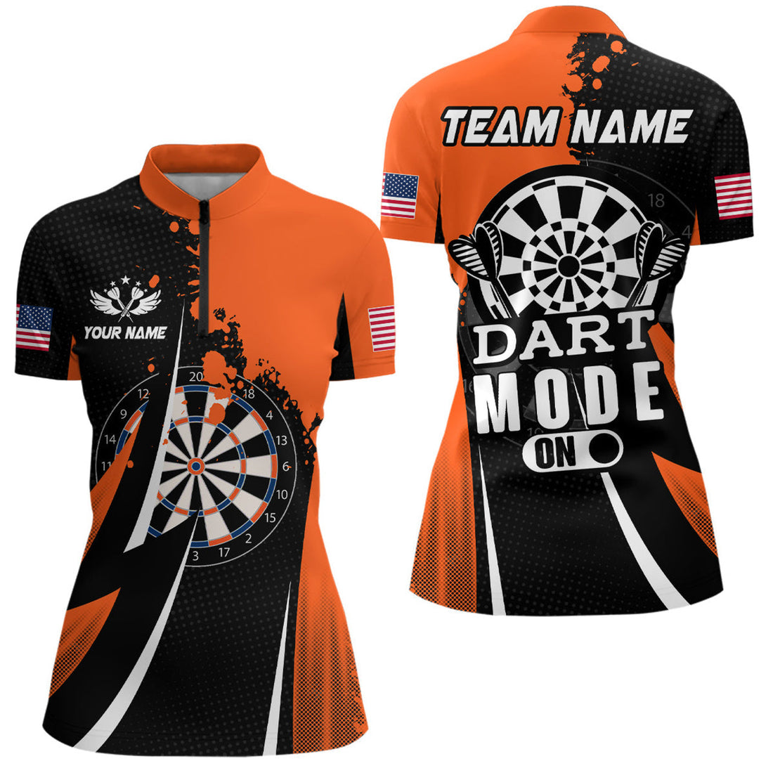 Custom Personalized Orange Dart Mode On Women Darts Polo Shirt Custom Darts Jersey Team Shirts