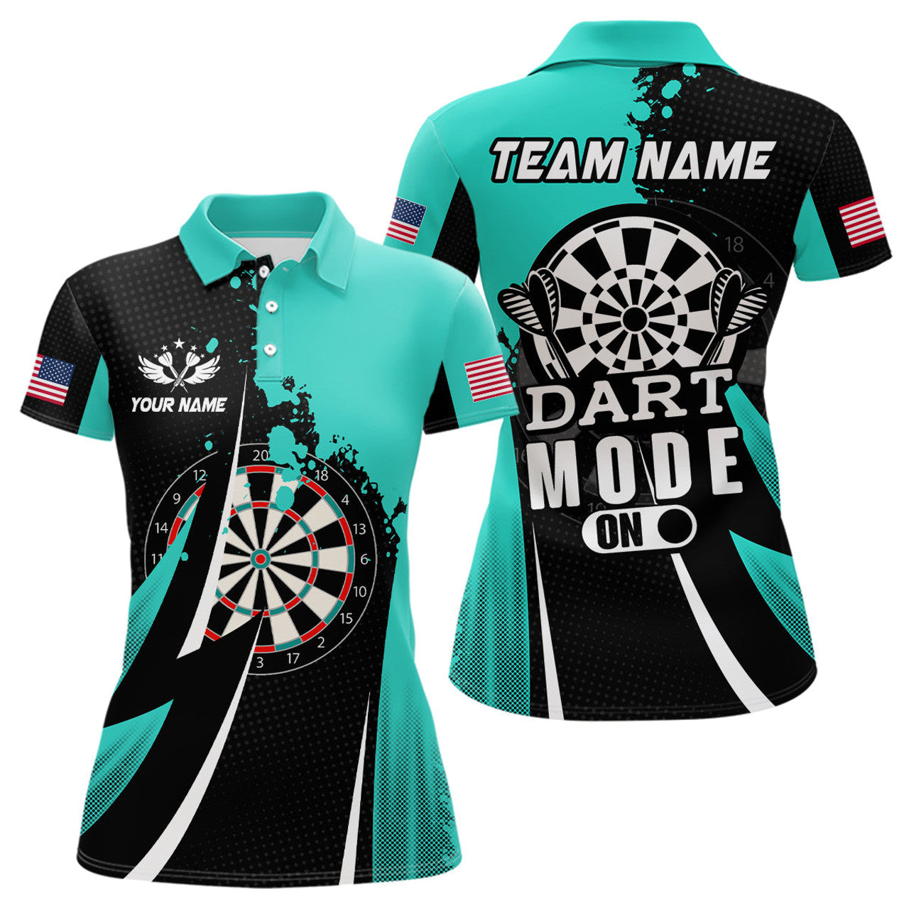 Custom Personalized Turquoise Dart Mode On Women Polo Shirt Custom Darts Jersey Team Shirts