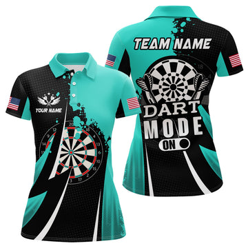 Custom Personalized Turquoise Dart Mode On Women Polo Shirt Custom Darts Jersey Team Shirts