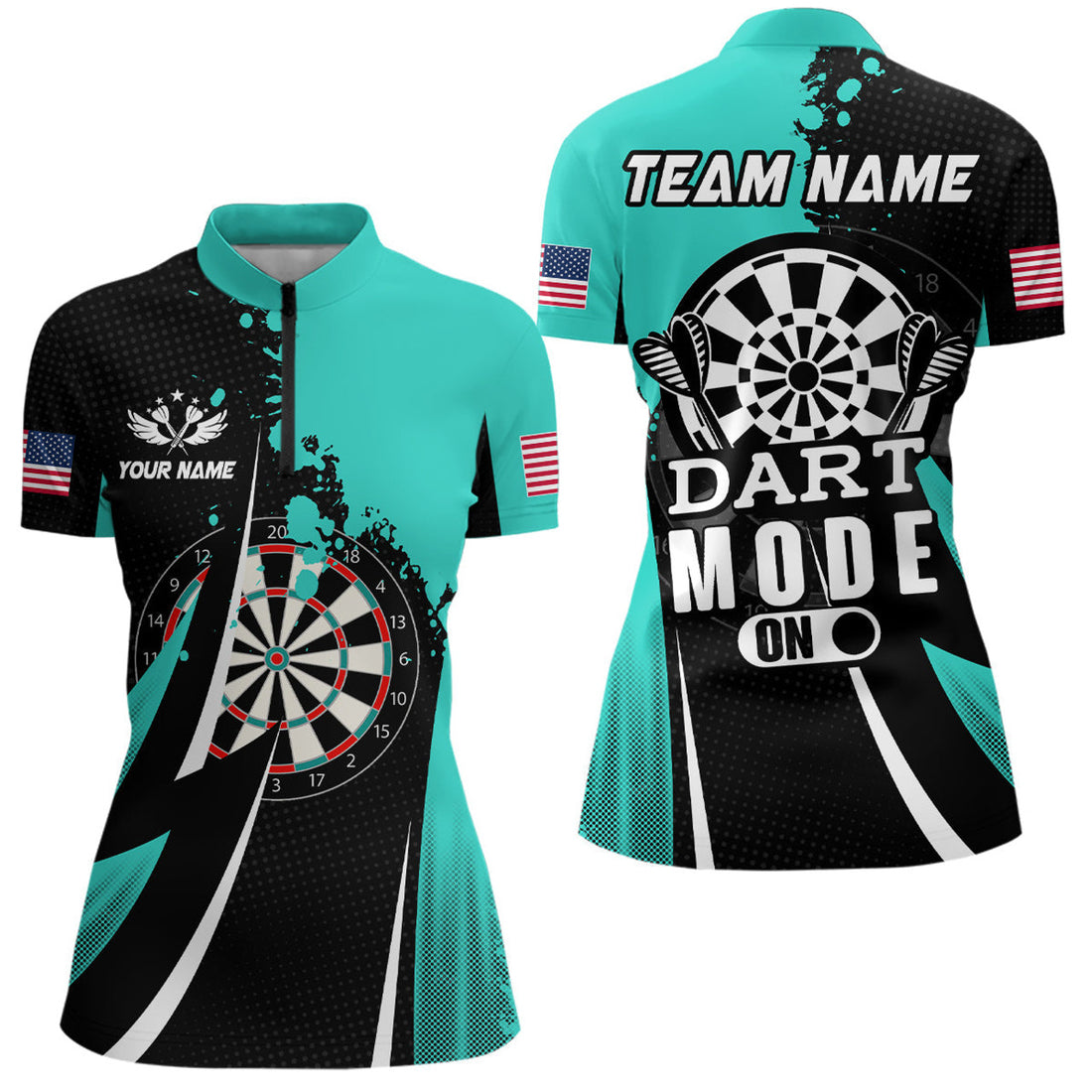 Custom Personalized Turquoise Dart Mode On Women Polo Shirt Custom Darts Jersey Team Shirts