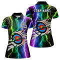 Custom Personalized Archery Colorful Thunder Lightning Women Polo Shirts Custom Archery 3d Target Shirts