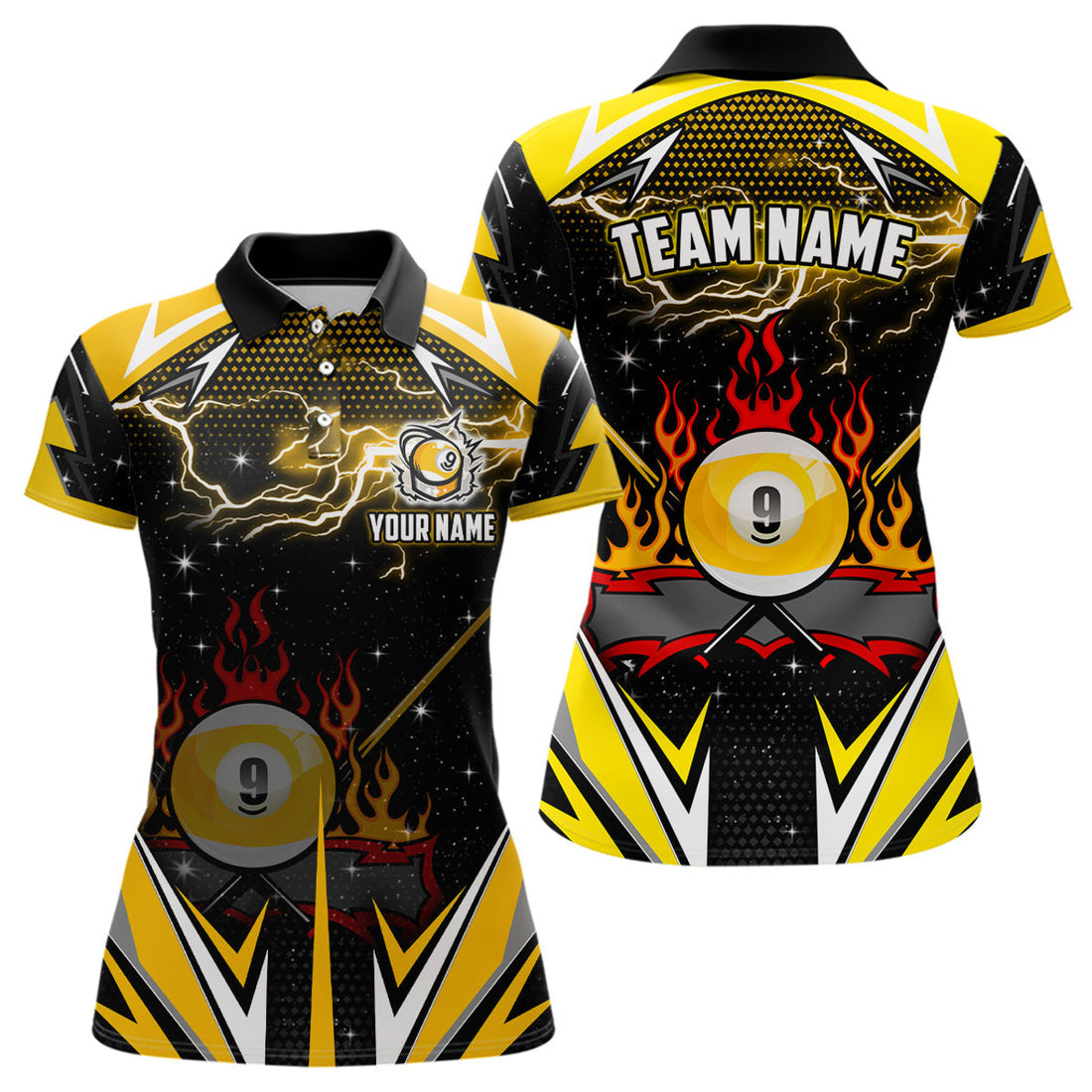 Custom 9 Ball Pool Billiard Jerseys For Women Custom Billiard Polo Shirts Team League Billiard Shirts