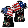 Custom Personalized Grunge American Flag Darts Shirts For Women Custom Patriotic 4Th Of July Dart Jerseys