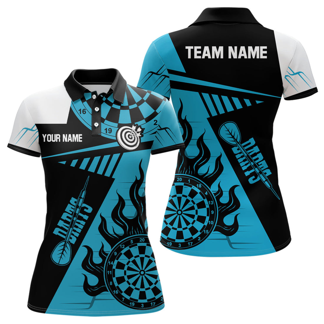Customized Blue And Black Darts Polo Shirts For Women, Best Darts Team Jerseys Apparel