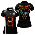Customized 8 Ball Pool With Neon Light Billiard Polo Shirts For Women, Custom Billiard Shirts Design