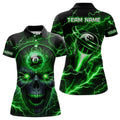 Custom Personalized Skull Billiard Polo Shirts For Women Custom Name 8 Ball Pool Billiard Jerseys |Green