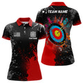 Custom Personalized Paint Red 3D Target Archery Polo Shirts For Women Custom Name Archery Jerseys Attire