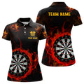 Custom Personalized Fire Flame Dartboard Women Darts Polo Shirts Custom Darts Shirts For Team Dart Jerseys