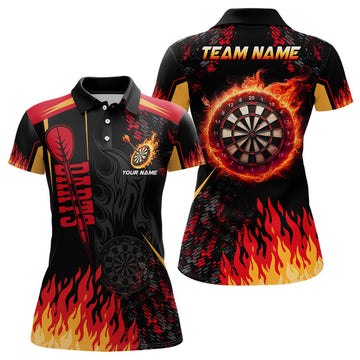 Custom Personalized Dartboard Fire Flame 3D Printed Polo Shirts Custom Darts Shirts For Women Dart Jerseys