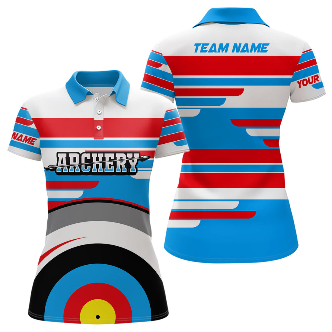 Custom Personalized Archery 3d Targets Polo Shirts For Women Custom Unique Archery Game Shirts For Team