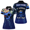Custom Personalized It Worked In My Head 3D Skull Full Printing Billiards Polo Shirts For Women | Blue