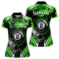 Custom 8 Ball Pool Billiard Jerseys For Women Custom Green Billiard Polo Shirts Team League Billiard Shirts
