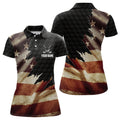 Custom Retro American Flag Womens Golf Polo Shirts Custom Patriotic Golf Shirts For Ladies Best Golf Gifts