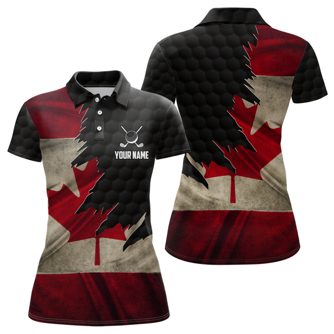 Custom Retro Canada Flag Womens Golf Polo Shirts Custom Canadian Patriotic Golf Shirts For Ladies Golf Gifts